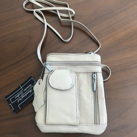 NWT Leather Cream Crossbody Bag - Picture 3 of 3